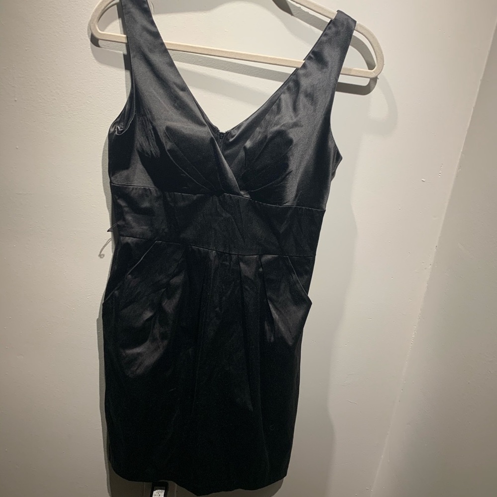 Bisou Bisou black satin fitted dress womens 8